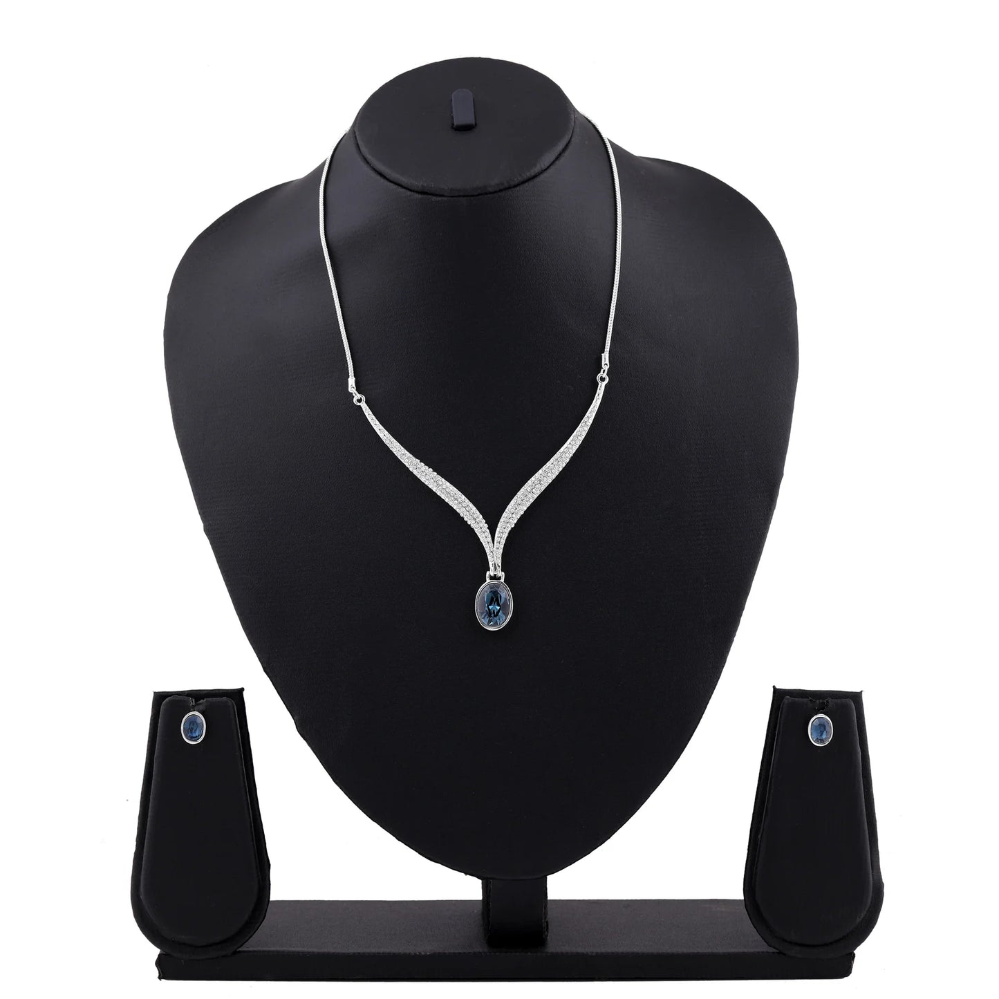 Rhodium Plated Sparkling Necklace Set