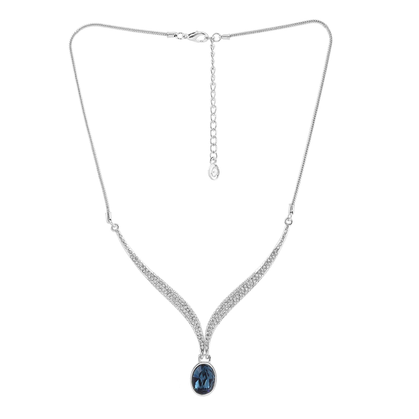 Rhodium Plated Sparkling Necklace Set