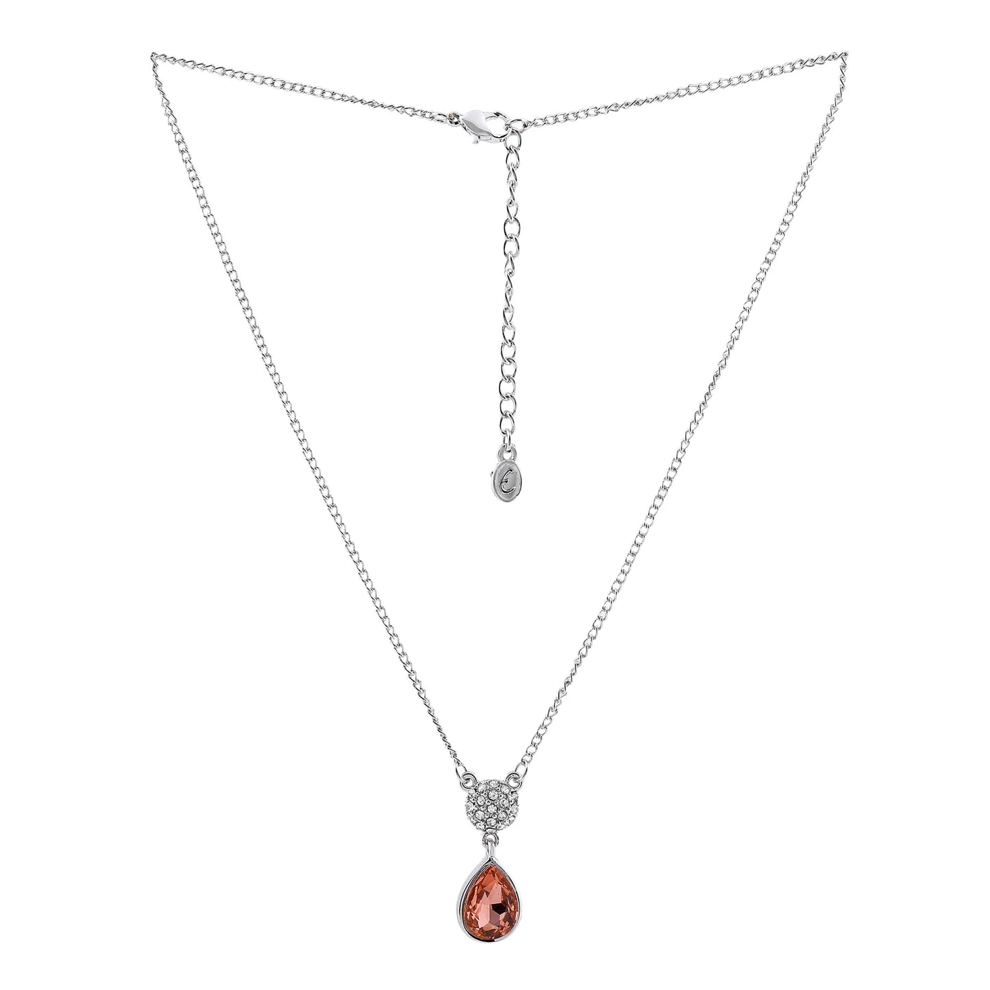 Rhodium Plated Champagne stone pendant set