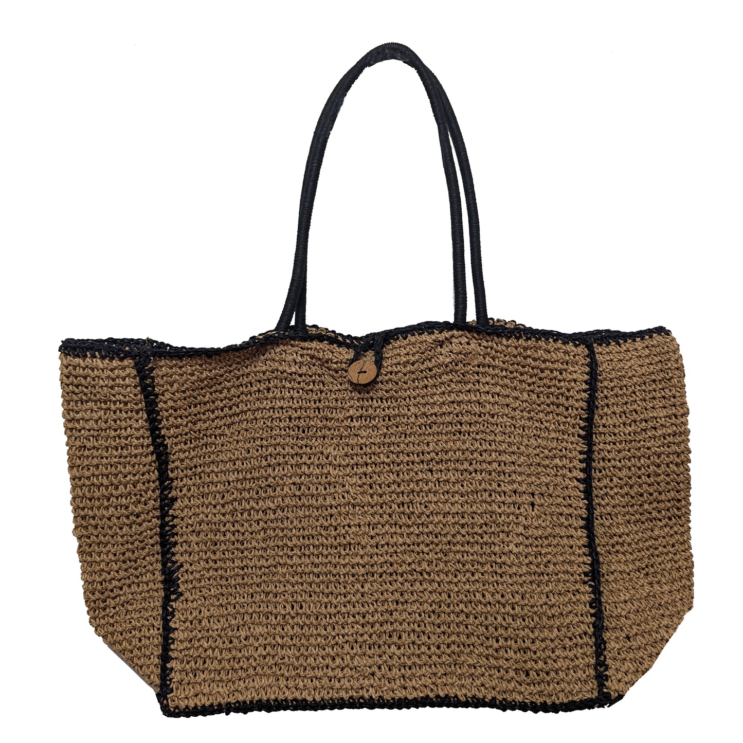 Paper Raffia Tote with Coconut Button Closure