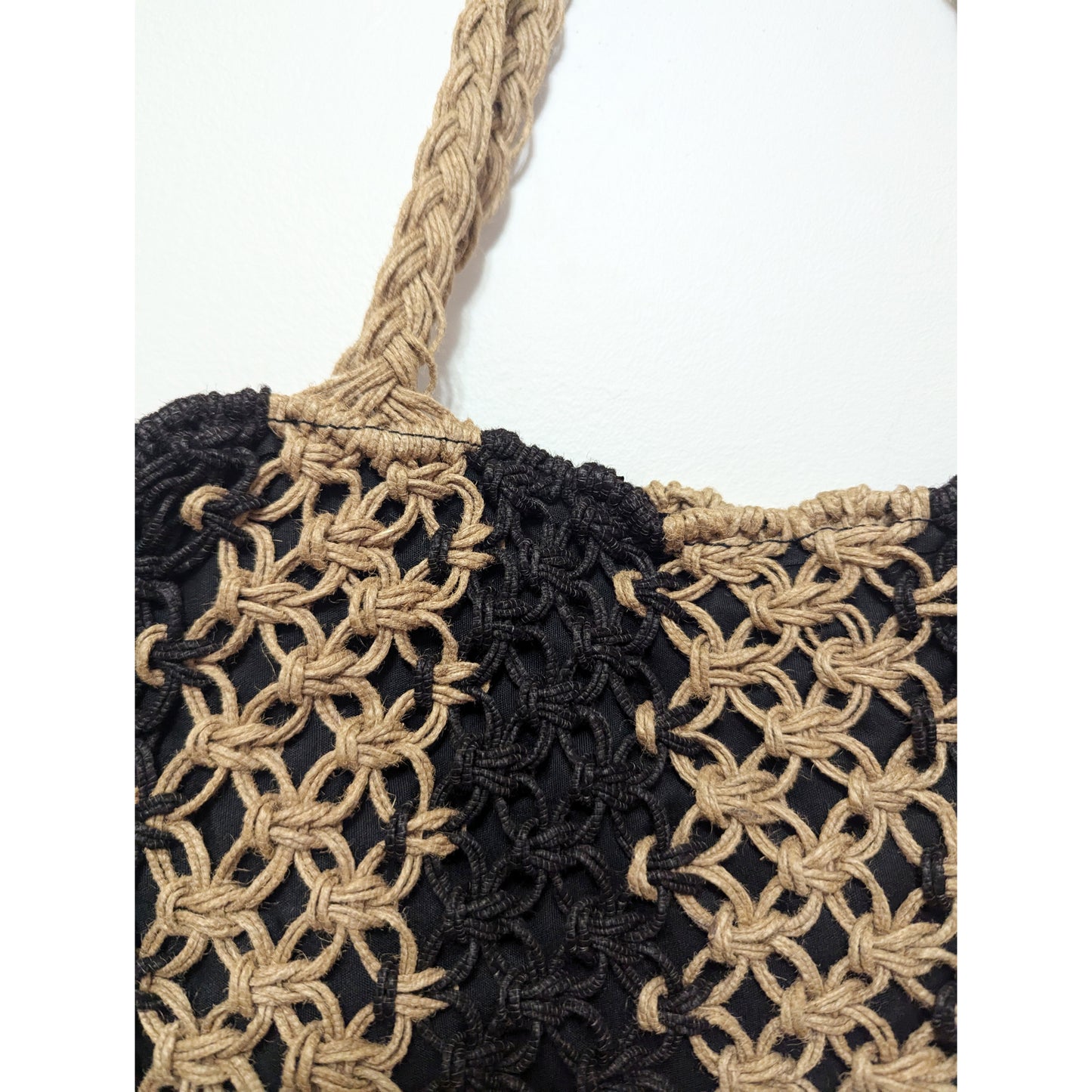 The Jute Macrame Bag Natural Black