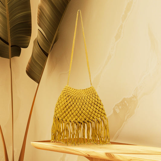 Cross Body Macrame Hobo Sunrise Yellow