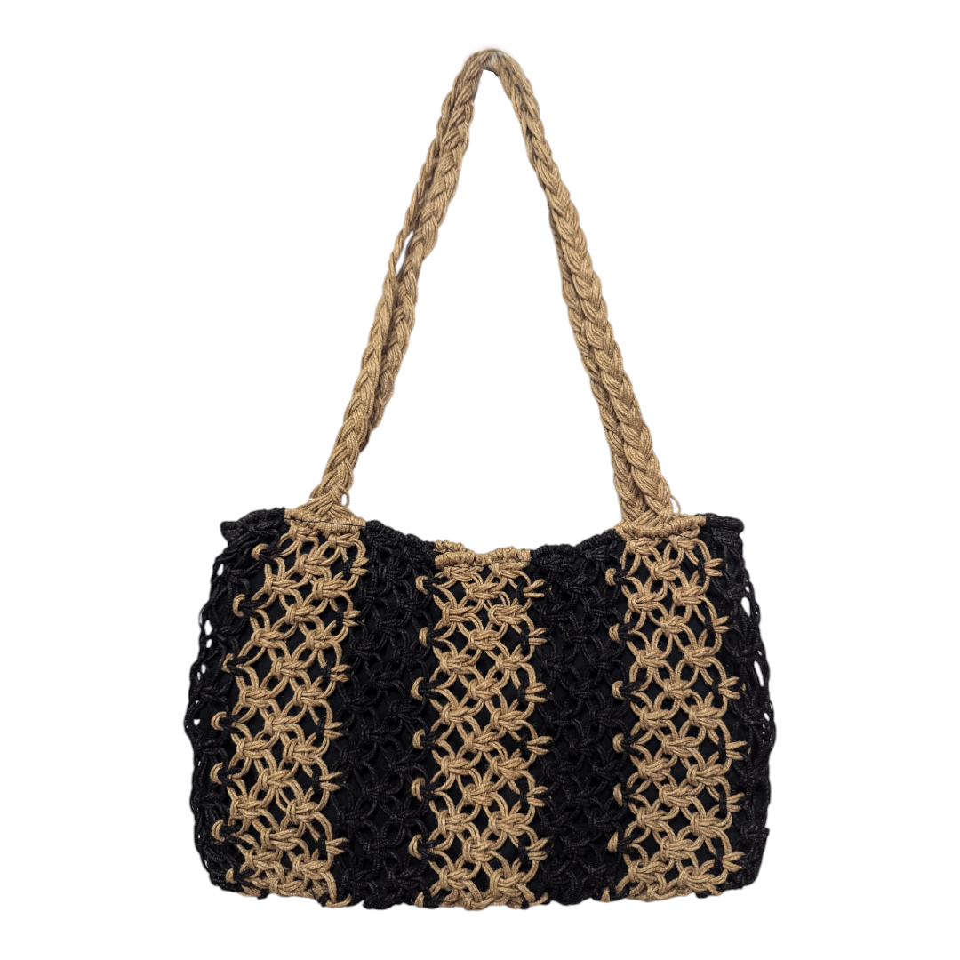 The Jute Macrame Bag Natural Black