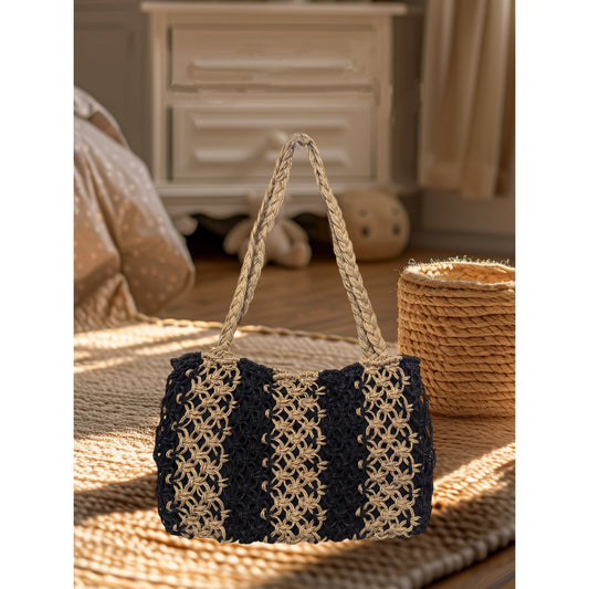 The Jute Macrame Bag Natural Black