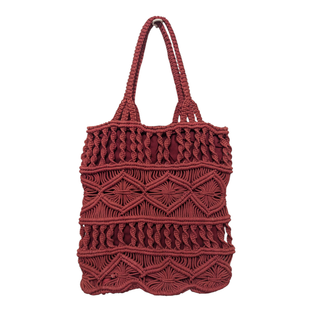 Rich intricate knotting patterns Cotton Macrame tote Rust